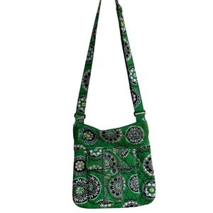 Vera Bradley Cupcakes Green Pattern Large Crossbody Bag 100% cotton